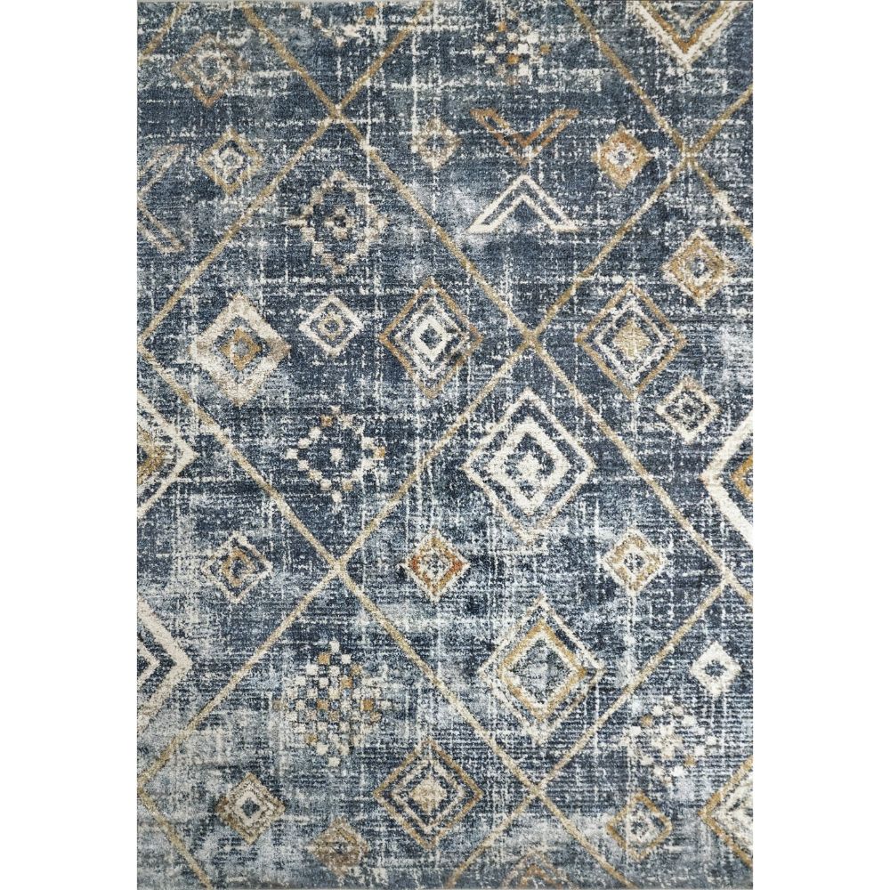 Dynamic Rugs 62014-035 Carlisle 5.2 Ft. X 7 Ft. Rectangle Rug in Blue/Ivory/Gold